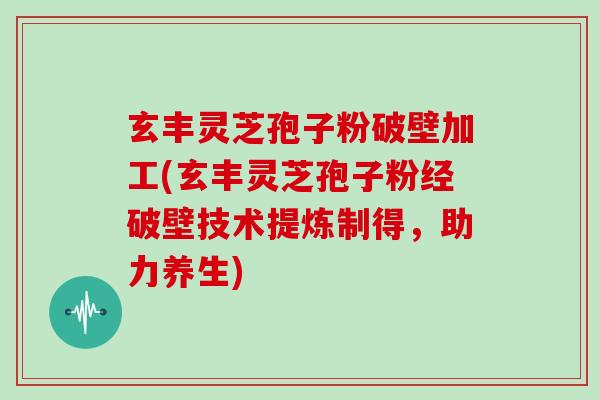 玄丰灵芝孢子粉破壁加工(玄丰灵芝孢子粉经破壁技术提炼制得，助力养生)