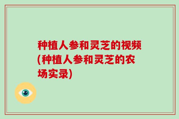 种植人参和灵芝的视频(种植人参和灵芝的农场实录)