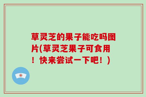 草灵芝的果子能吃吗图片(草灵芝果子可食用！快来尝试一下吧！)