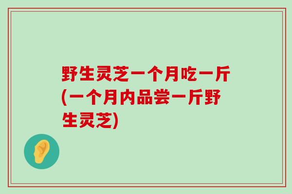 野生灵芝一个月吃一斤(一个月内品尝一斤野生灵芝)