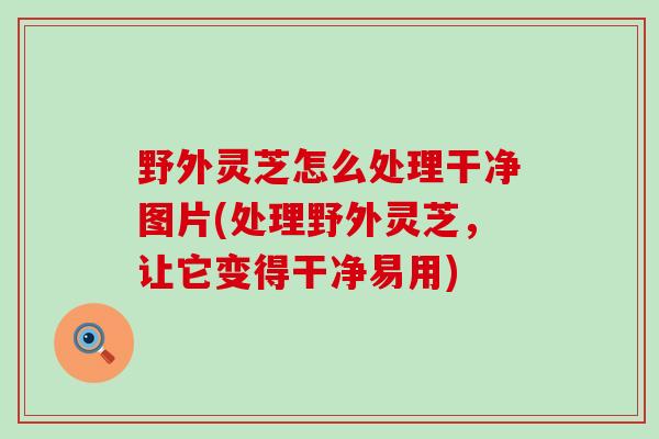 野外灵芝怎么处理干净图片(处理野外灵芝，让它变得干净易用)