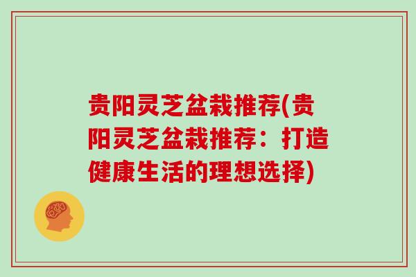 贵阳灵芝盆栽推荐(贵阳灵芝盆栽推荐：打造健康生活的理想选择)