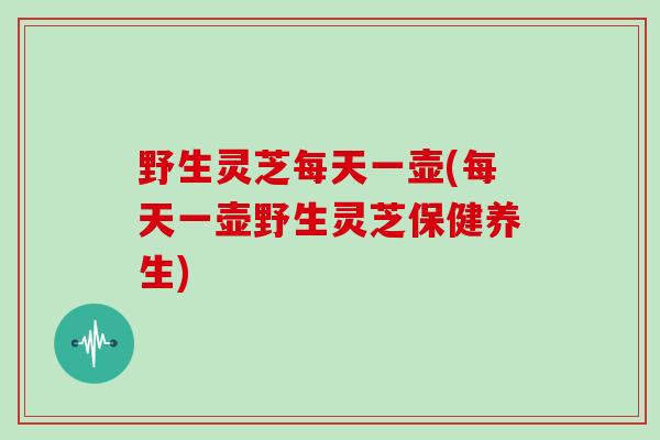 野生灵芝每天一壶(每天一壶野生灵芝保健养生)