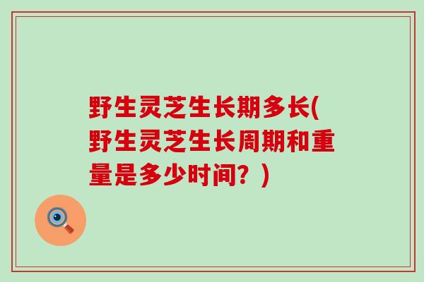 野生灵芝生长期多长(野生灵芝生长周期和重量是多少时间？)