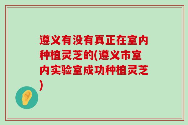 遵义有没有真正在室内种植灵芝的(遵义市室内实验室成功种植灵芝)