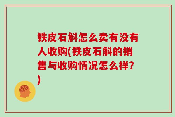 铁皮石斛怎么卖有没有人收购(铁皮石斛的销售与收购情况怎么样？)