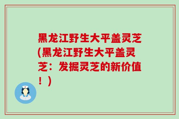 黑龙江野生大平盖灵芝(黑龙江野生大平盖灵芝：发掘灵芝的新价值！)