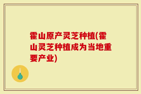 霍山原产灵芝种植(霍山灵芝种植成为当地重要产业)