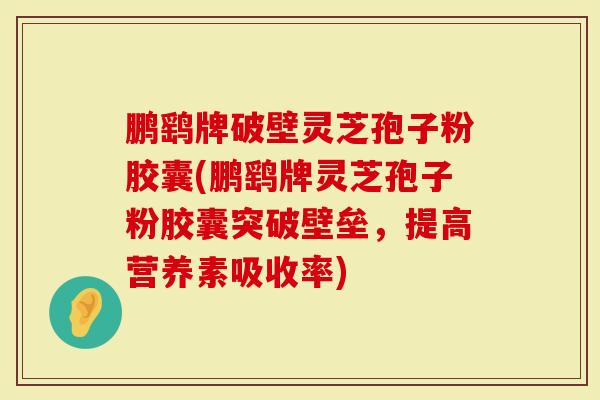 鹏鹞牌破壁灵芝孢子粉胶囊(鹏鹞牌灵芝孢子粉胶囊突破壁垒，提高营养素吸收率)