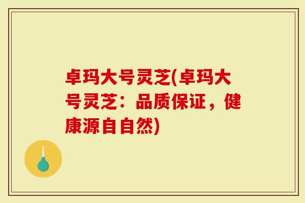 卓玛大号灵芝(卓玛大号灵芝：品质保证，健康源自自然)