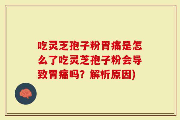 吃灵芝孢子粉胃痛是怎么了吃灵芝孢子粉会导致胃痛吗？解析原因)