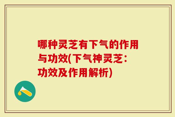 哪种灵芝有下气的作用与功效(下气神灵芝：功效及作用解析)