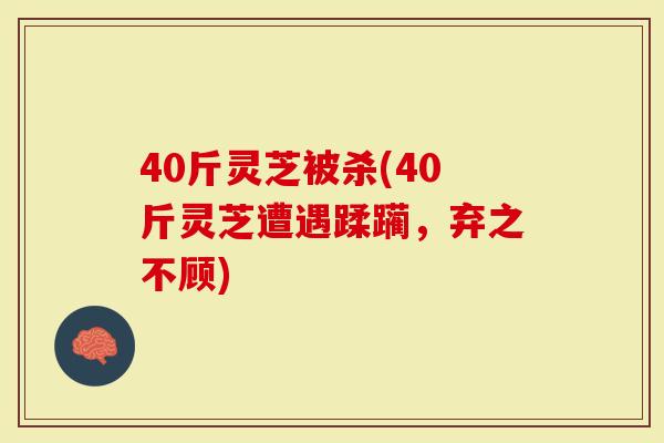 40斤灵芝被杀(40斤灵芝遭遇蹂躏，弃之不顾)