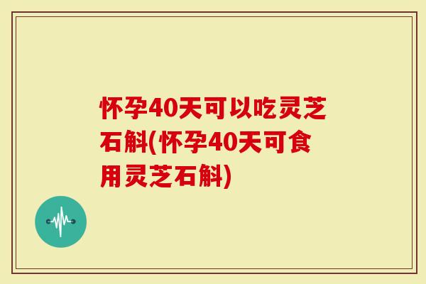 怀孕40天可以吃灵芝石斛(怀孕40天可食用灵芝石斛)