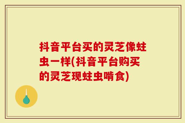 抖音平台买的灵芝像蛀虫一样(抖音平台购买的灵芝现蛀虫啃食)