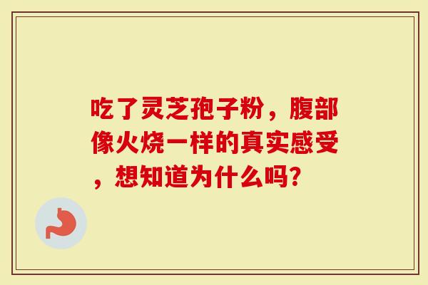 吃了灵芝孢子粉，腹部像火烧一样的真实感受，想知道为什么吗？