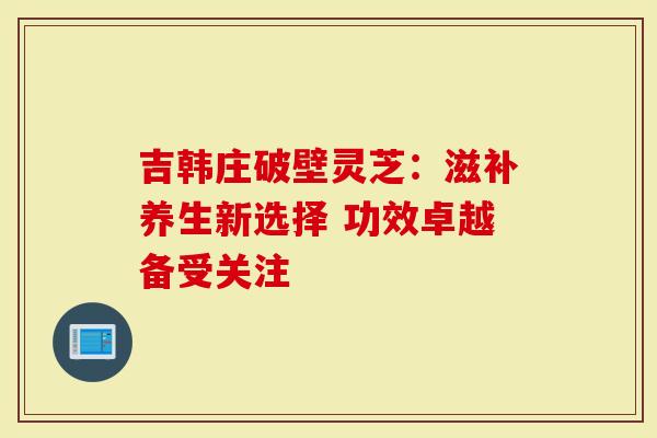 吉韩庄破壁灵芝：滋补养生新选择 功效卓越备受关注