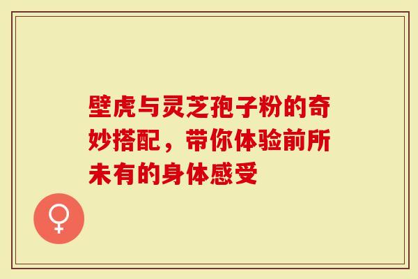 壁虎与灵芝孢子粉的奇妙搭配，带你体验前所未有的身体感受